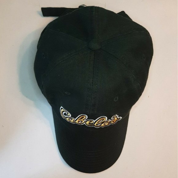 Cabela's Dark Green Yellow Baseball Cap Hat Embroidered Adjustable - Picture 2 of 9
